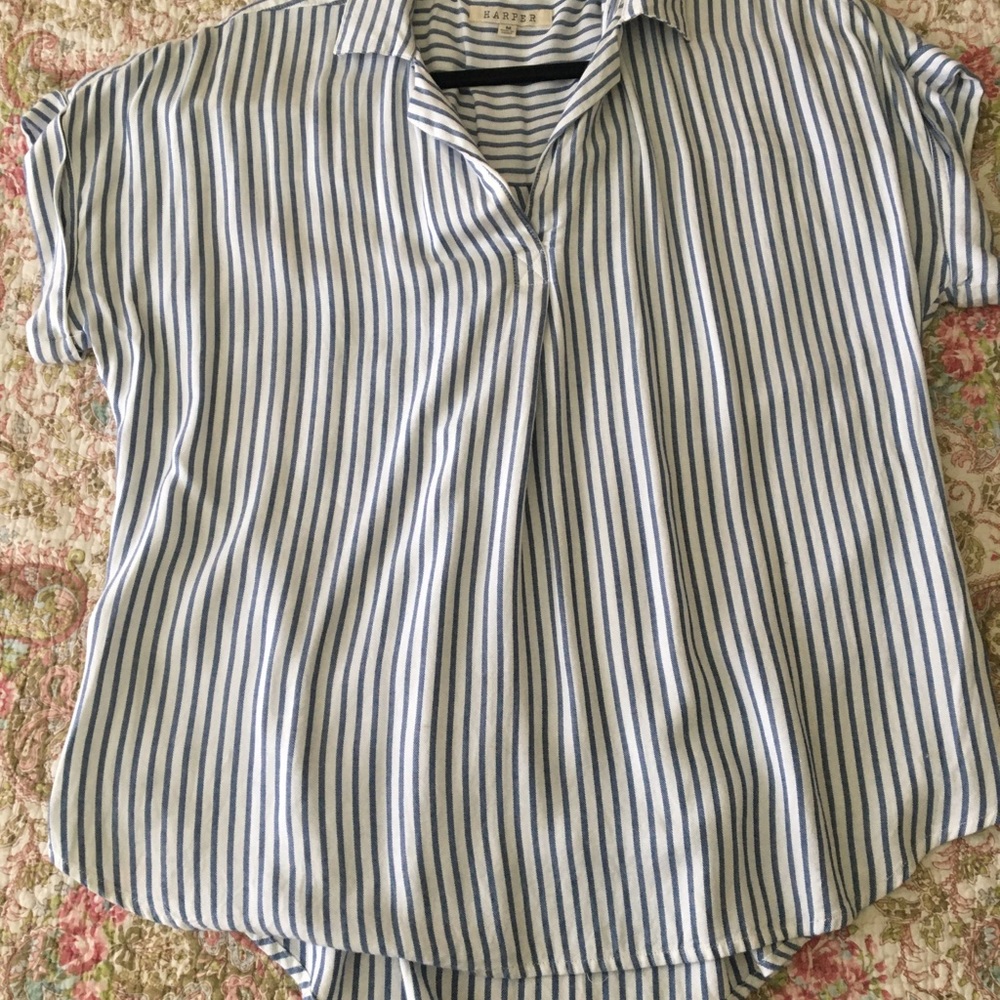 V-neck Casual Short Sleeve Blouse